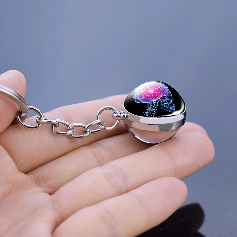 Брелок для ключей с головой человека подвеска в виде черепа анатомии науки мозга