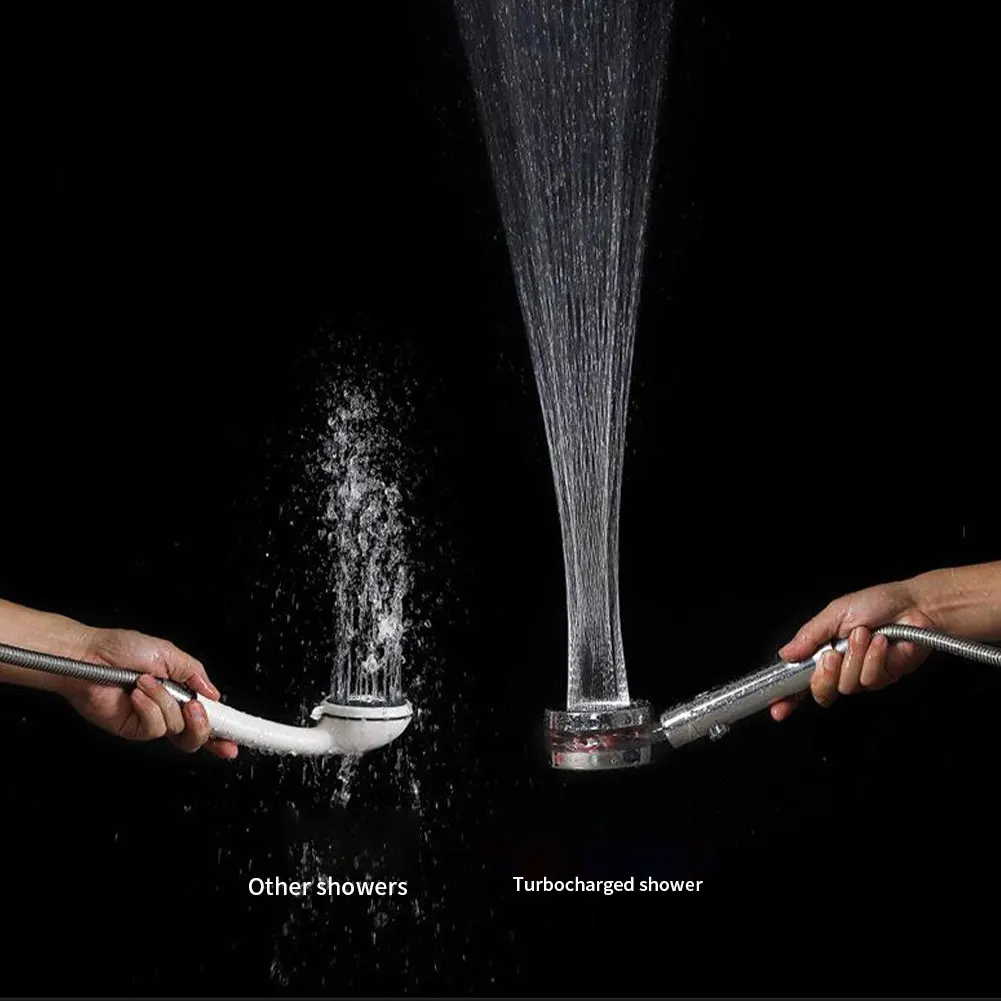 

Shower Head Turbocharged Rotating Handheld Shower Spray Replacement With One-Button Switch Bathroom Equipment Shower Head