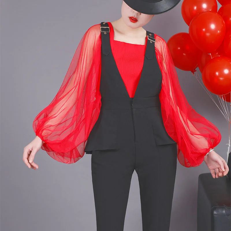 LANMREM/весенне летняя одежда Новинка Открытая Лоскутная футболка с длинными