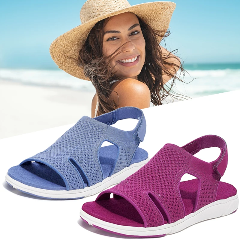 

2021 New Women's Soft & Comfortable Sandals Mesh Upper Breathable Sandals Adjustable Cross-strap Design Sandalias Mujer 2020