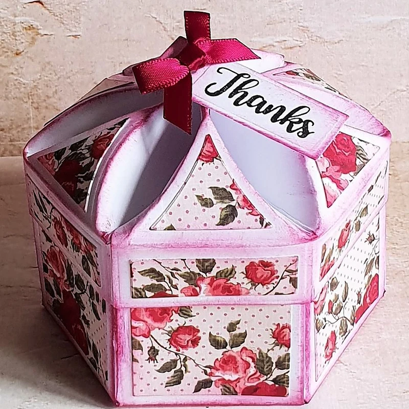 Изящная Шестигранная Подарочная коробка металлические Вырубные штампы складные