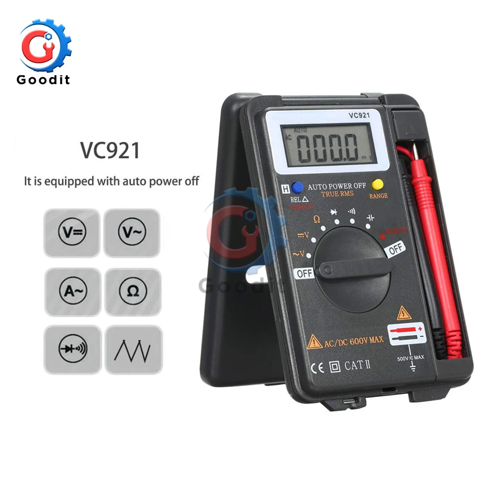 Цифровой мультиметр VC921 Mini LCD истинное среднеквадратичное значение