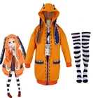 Костюмы для косплея аниме безумный азарт Yomozuki Runa, костюм для косплея для девочек, женщин, худи аниме, оранжевое пальто, толстовки, куртка на молнии, пальто, одежда, носки в полоску, значок