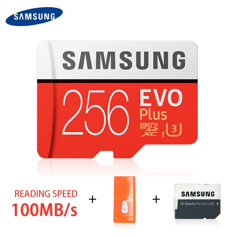 256GB100MS and gift SAMSUNG Micro SD карта 256 ГБ 32 ГБ 64 Гб 128 Гб Карта памяти SDHC SDXC класс EVO Plus Claas10 UHS TF SD карты для смартфона/камеры - Емкость: 256GB100MS and gift