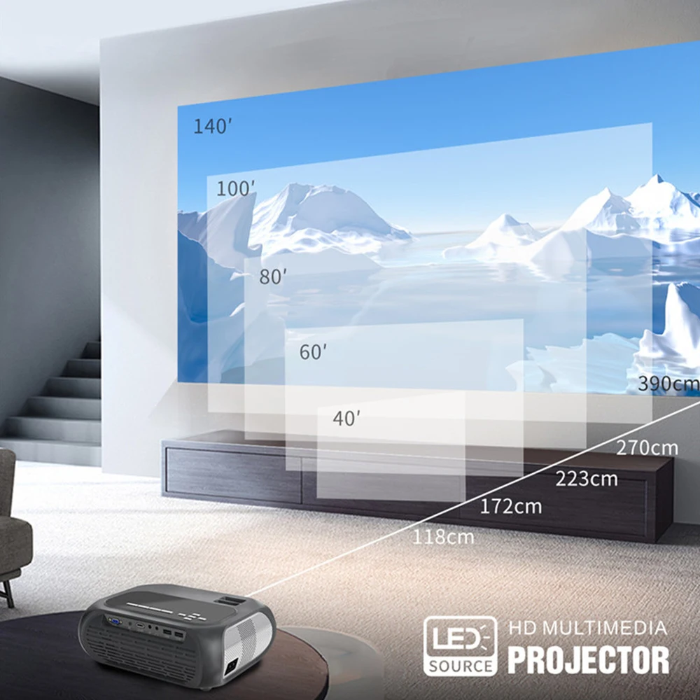 BUIANUWOD 2020 New T7 Home Theater 720P 200 ANSI LED 200'' Smart Projector Android 10 Support 4K 1080P Full HD Beamer |