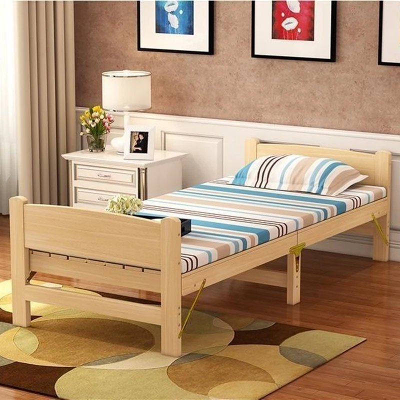 

Solid wood folding bed single double bed adult lunch break 1.2 m children's board bed wooden bed Free shipping in some countries