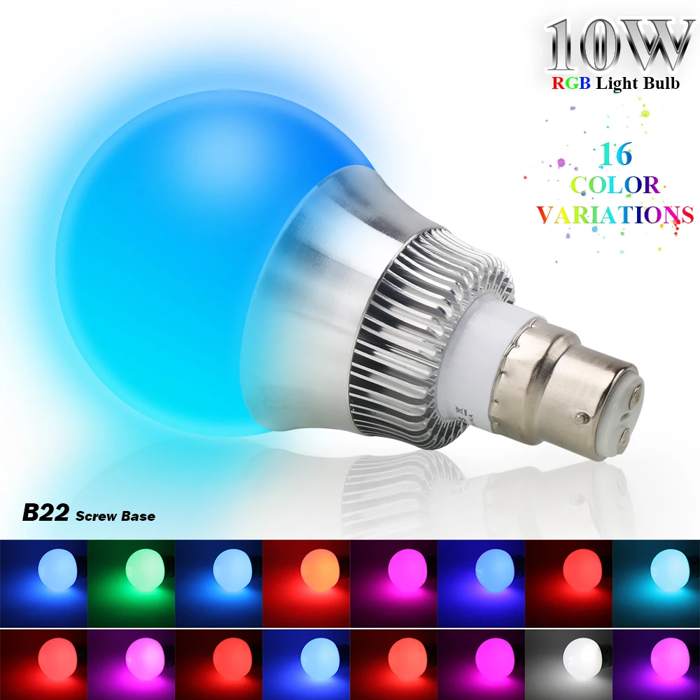 Сменный RGB-прожектор 5 Вт 10 волшебная светодиодная лампочка 16 цветов E27 E14 E22 с