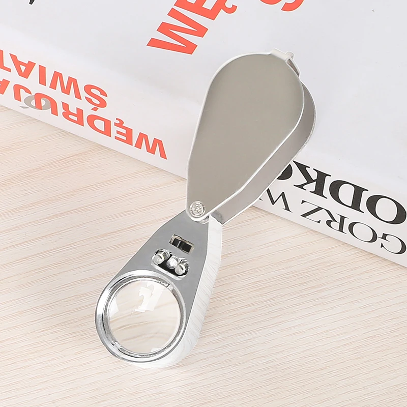 Увеличительное стекло 40X карманная складная металлическая лупа для ювелирных