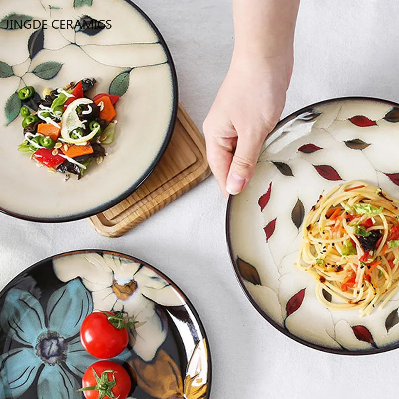 Ручная подглазурная роспись цветочный лист Керамика плиты в западном стиле