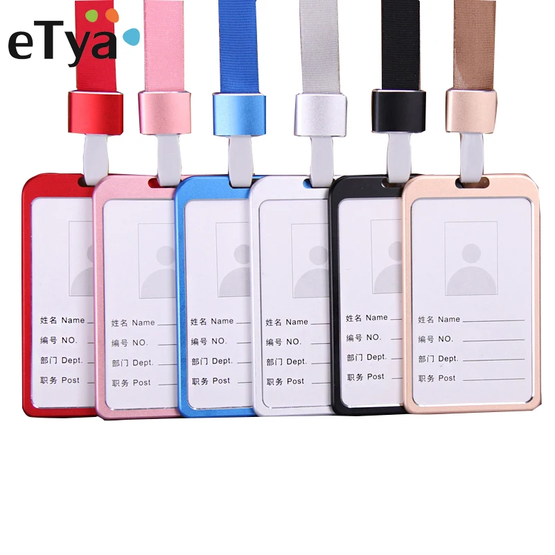 

Fashionable And Simple 1PC Aluminum Alloy Work Business Card Holder Business Card ID Badge Lanyard Clip Business Card Holder Box