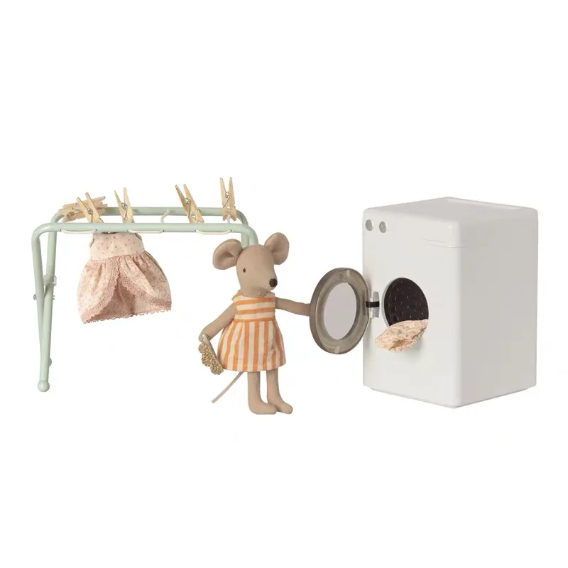 

Nordic metal House Children's toys simulation mini washing machine doll house furniture accessories for boys and girls