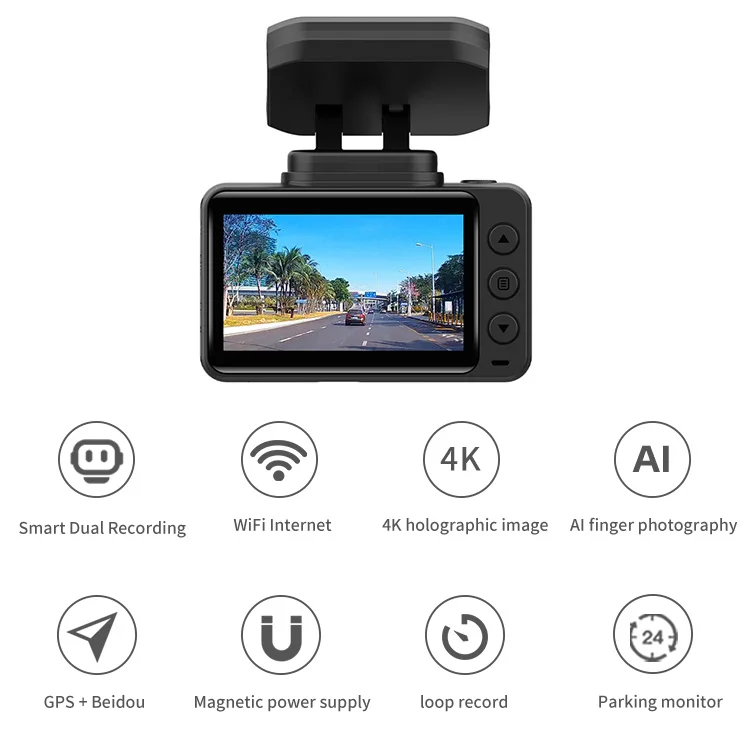

High Resolution 4K Driving Recorder Navigation Car Black Box Night Vision 24 Hours Parking Monitoring 4k Dash Cam