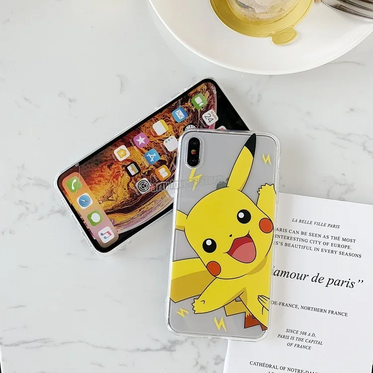 Прозрачный чехол для телефона с покемоном Пикачу iPhone 13 pro max 12 mini 11pro x xr xs 7 8plus