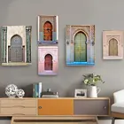 Настенный постер в скандинавском стиле, винтажный настенный плакат в марокканском стиле, современное красочное здание, живопись, декор для гостиной и дома