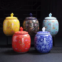 enamel painted ceramic storage container multifunctional round sealed tea tin canister candy small object storage container home