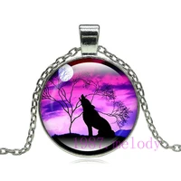 wolf tree of life animal creative photo cabochon glass chain necklacecharm women pendants fashion jewelry gifts