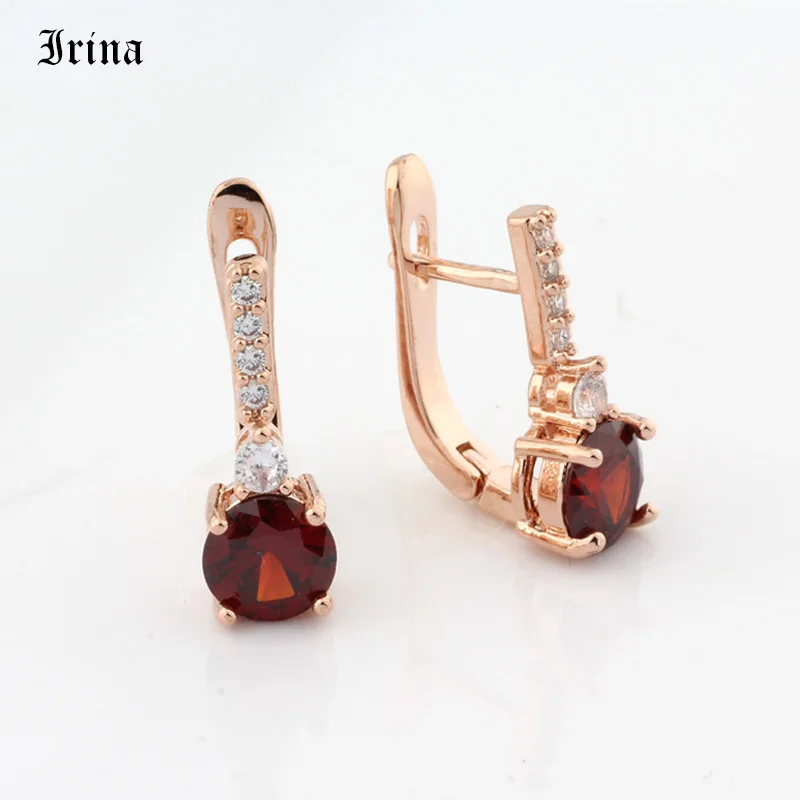 Женские серьги гвоздики Irina 2019 с фианитами цвета розового золота 585