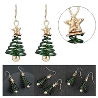 earring gold color earrings christmas jewelry party charm plating tree dangle