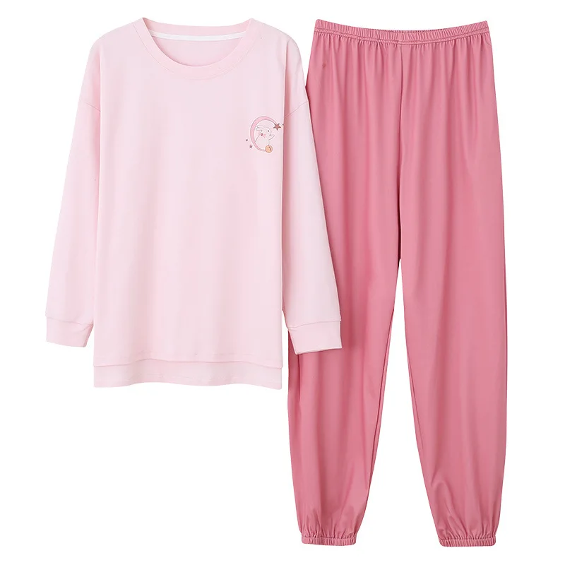 

Женская пижама, пижамы из хлопка, ночная рубашка с принтом в виде персонажей из мультфильмаs с принтом с круглым вырезом, одежда для сна, разм...