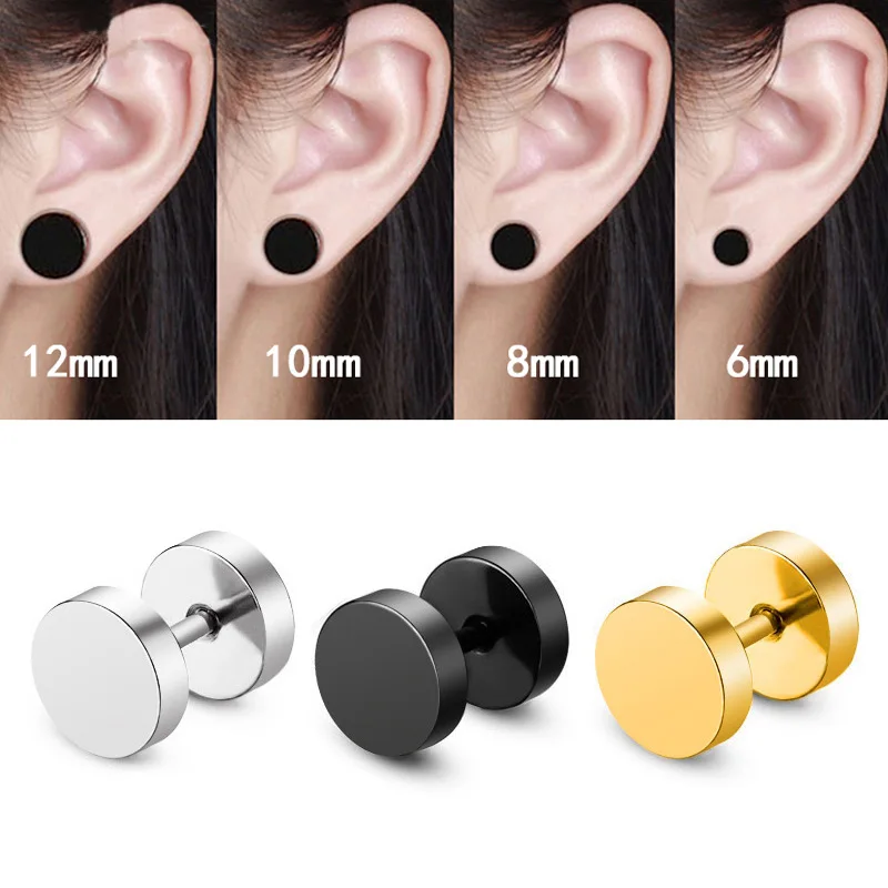 

Charmsmic 1 Pair Punk Mens Women Stainless Steel Barbell Stud Earrings Hip Hop Dumbbell Body Piercing Jewelry Anti Allergy