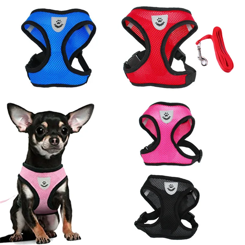 

Breathable Mesh Pet Harness And Leash Set Adjustable Soft Harnesses Vest For Small Medium Dogs Outdoor Walking Dog Chest Strap