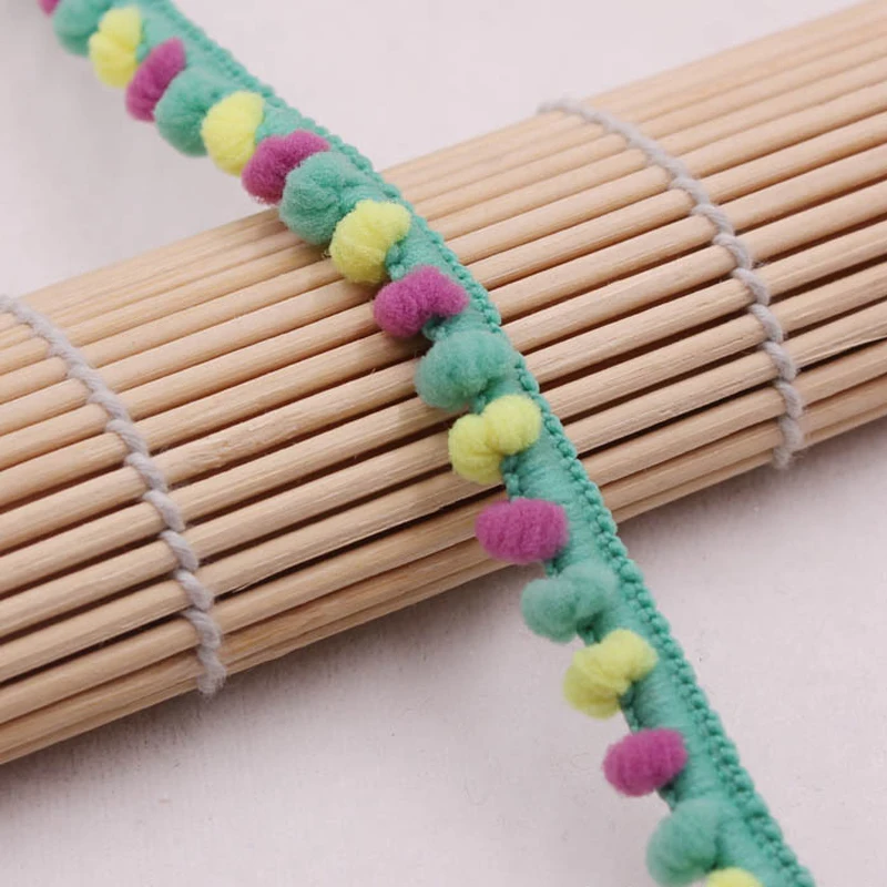 С помпонами отделка 12 мм Pom кружевная тесьма бахрома ленты фабричное кружево