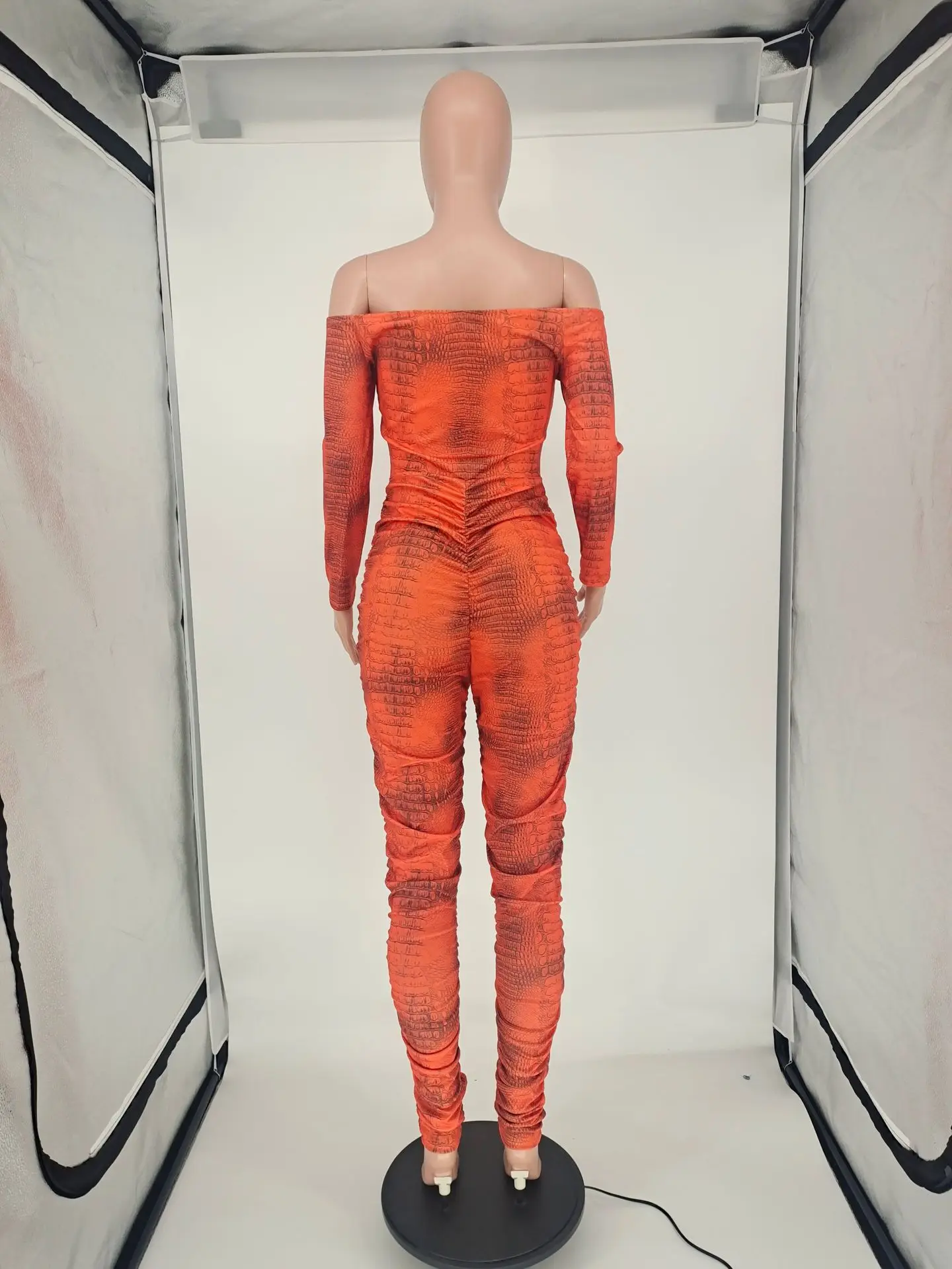 

New Style Casual Chic Jumpsuits Women Long Sleeves Strapless Irregular Print Pants Fashion Sexy Jumpsuits