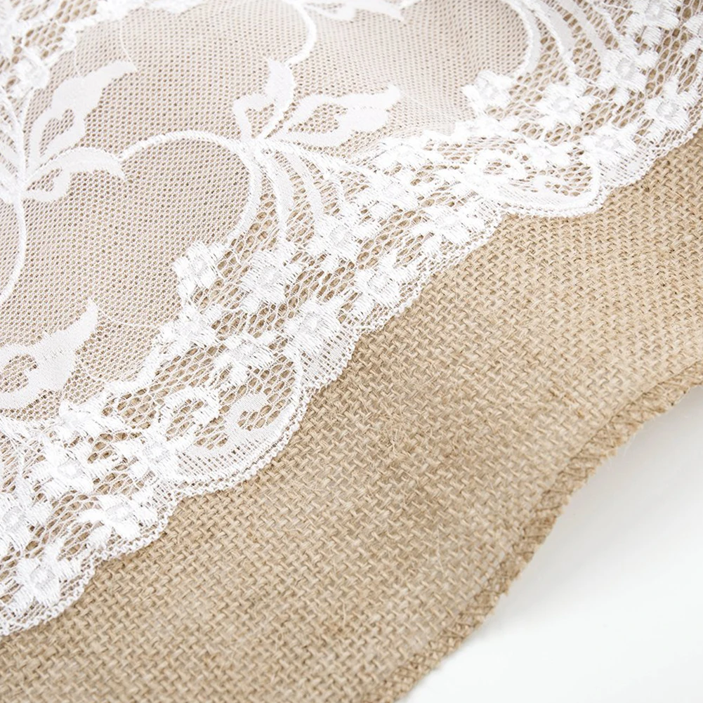 

Lace Table Runner Vintage Rustic Table Cloth Jute Hessian Wedding Bridal Party Cover CoffeeNordic Romance Lace Tablecloth