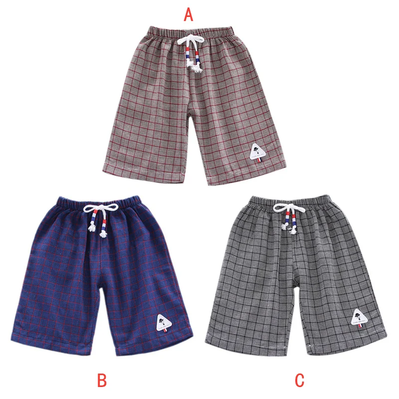 Шорты для мальчиков Брюки Клетчатые хлопковые шорты маленьких Летние детские