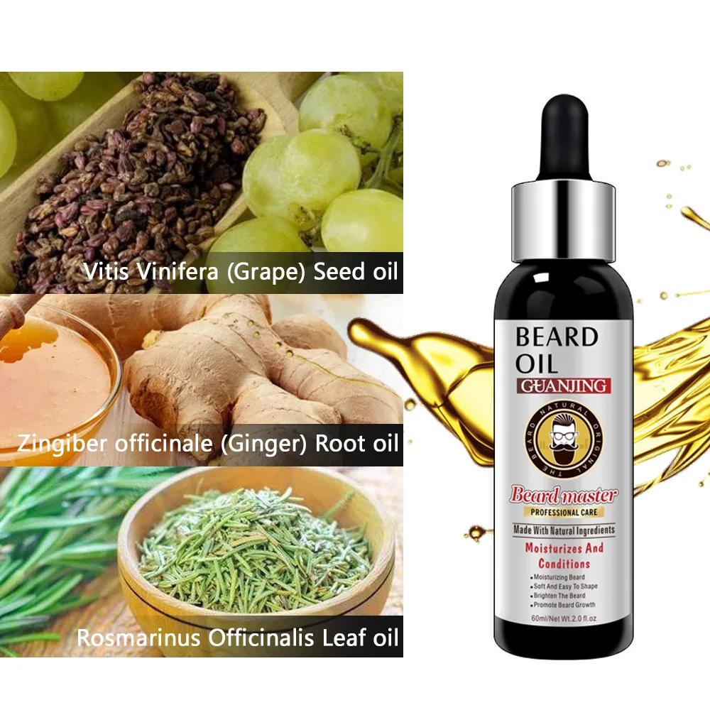 

Natural Organic Beard Growth Essential Oil for Men Beard Grooming Treatment Shiny Smoothing Beard Care Beard Enhance 60ml