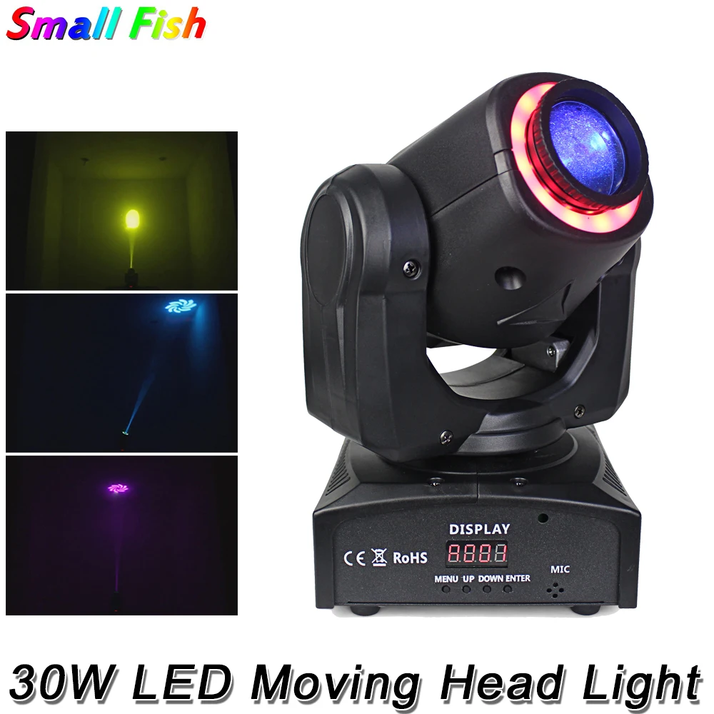 Mini Aperture 30W LED Moving Head Spot Lights DMX512 Professional Stage Effects Beam Wash Light Disco Dance Party Bar DJ Lights
