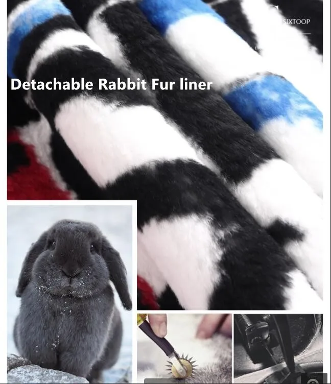 

Fox New arrival Men's Big collar Parka Rabbit fur one liner Long Jacket Male Winter warm leather Coat