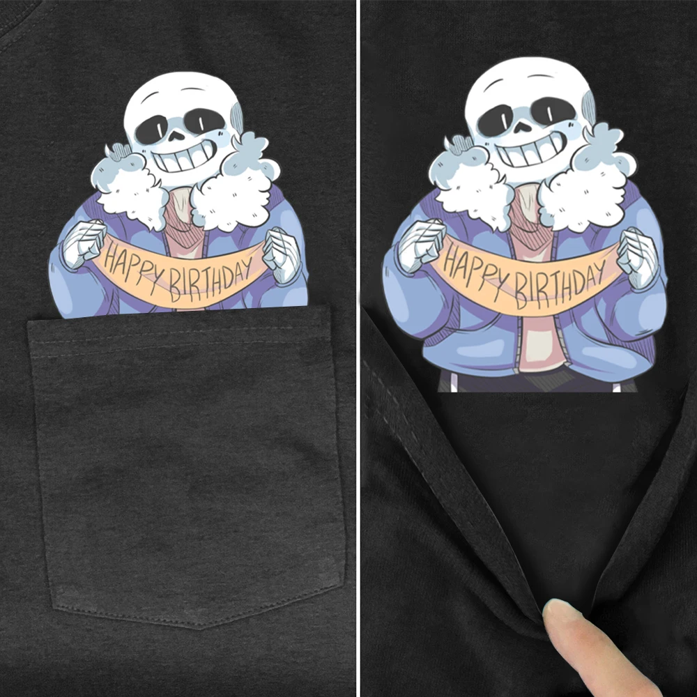 

FiiShiMi Power Anime Game Pure Cotton T-Shirt Pocket Cartoon Sans Printed Shirt Harajuku Casual Tops Hip Hop O Cotton Tees C