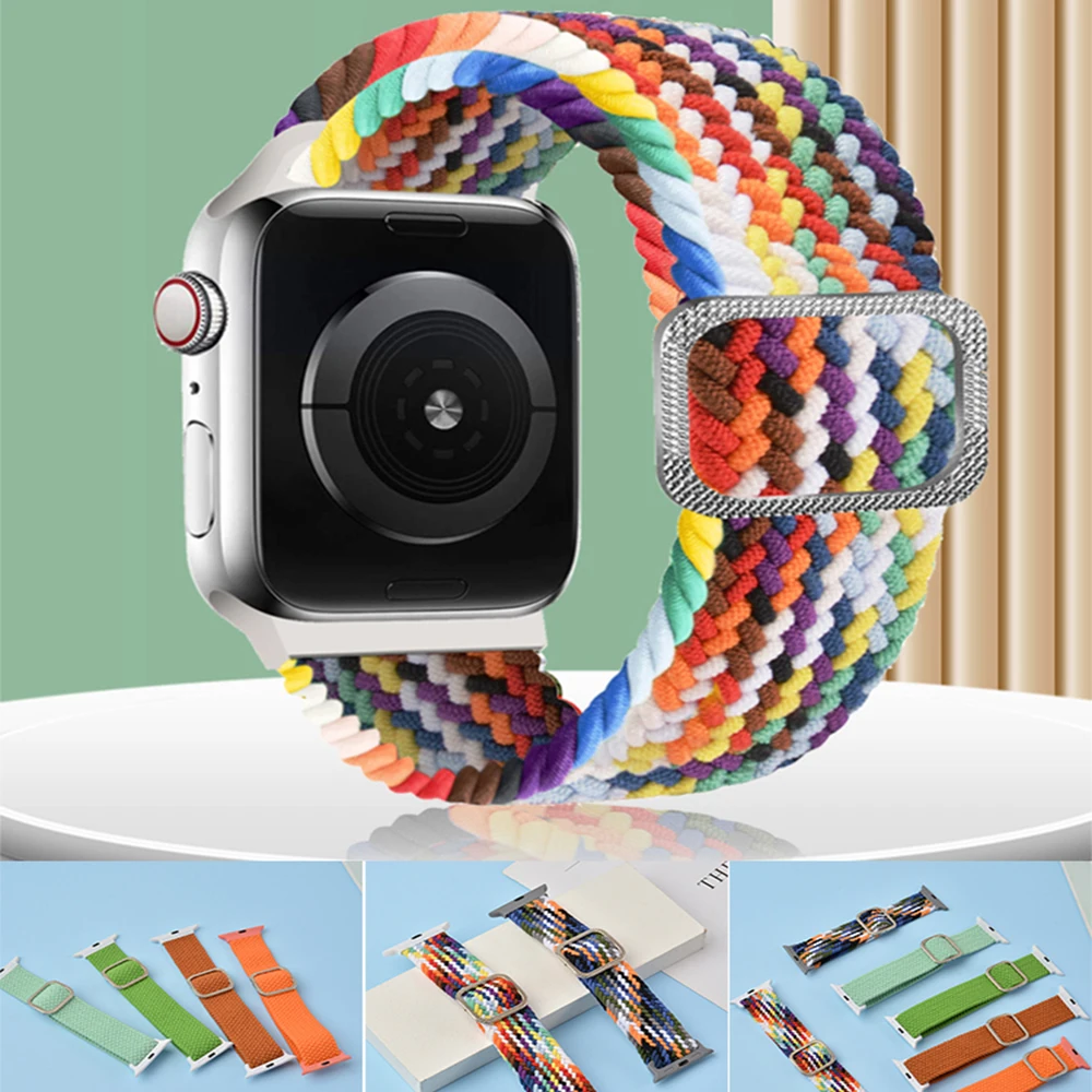 

Strap For Apple Watch Band 45mm 41mm 44mm 40mm 38mm 42mm Elastic Adjustable Braided Solo Loop iWatch Series 7 6 SE Bracelet