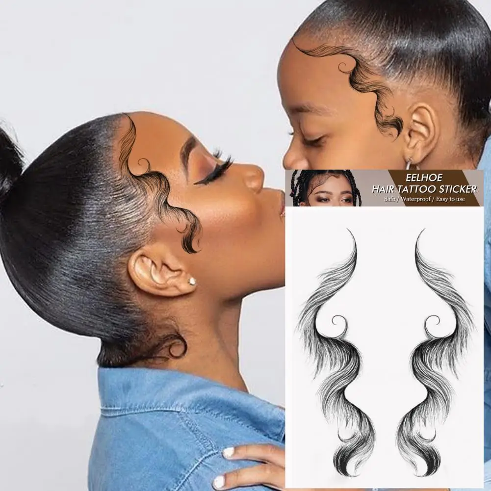 

Тату-наклейки для волос 12 шт./компл., водостойкие, ультратонкие, завивающие края, детские наклейки для волос, временная татуировка