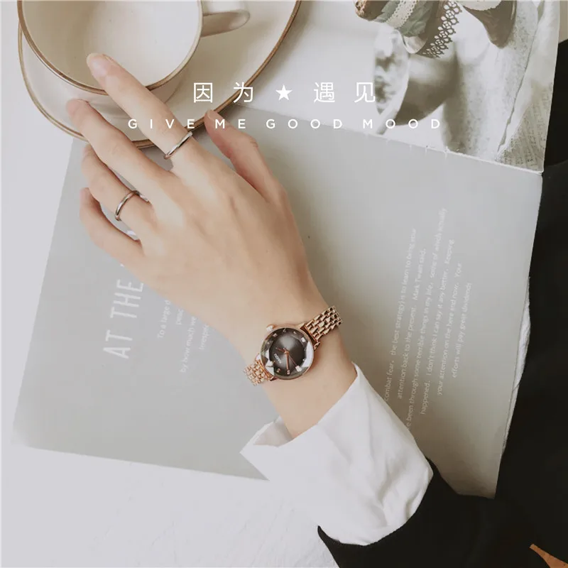 

Dropshipping Rose Gold Dial Watch Women Alloy Wristwatch Lady Dress Fashion Quartz Movement Saat