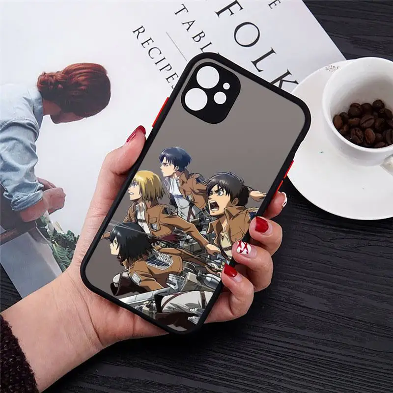 

Attack On Titan Anime Phone Cases Matte transparent For iPhone 12 Mini 11 Pro XR XS Max 7 8 Plus X Back Cover