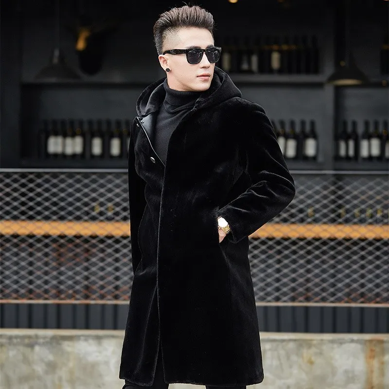 Новая модная мужская зимняя одежда мужское пальто из искусственного меха