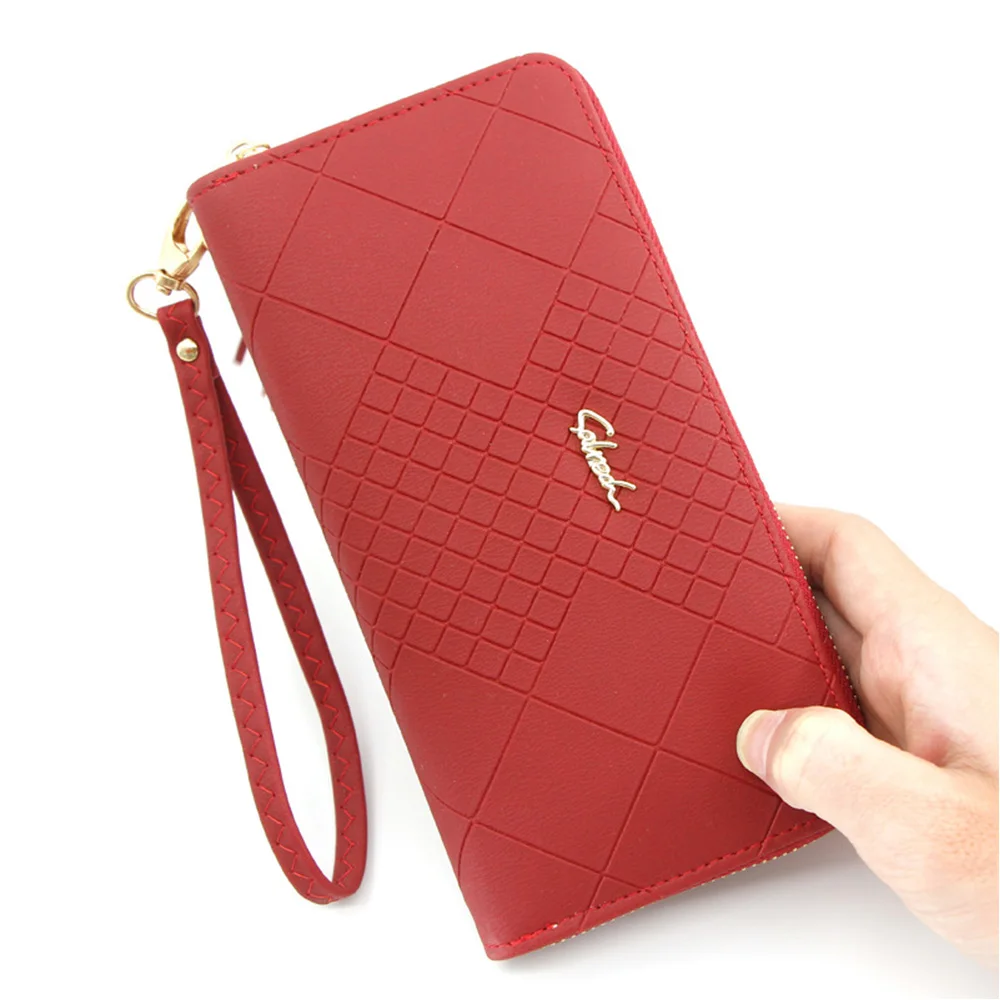 Женский клетчатый кошелек длинный вместительный клатч на молнии с отделением