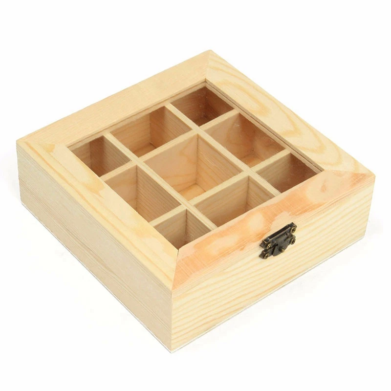 Деревянный чайный мешок ювелирный органайзер ящик для хранения груди 9 отделений