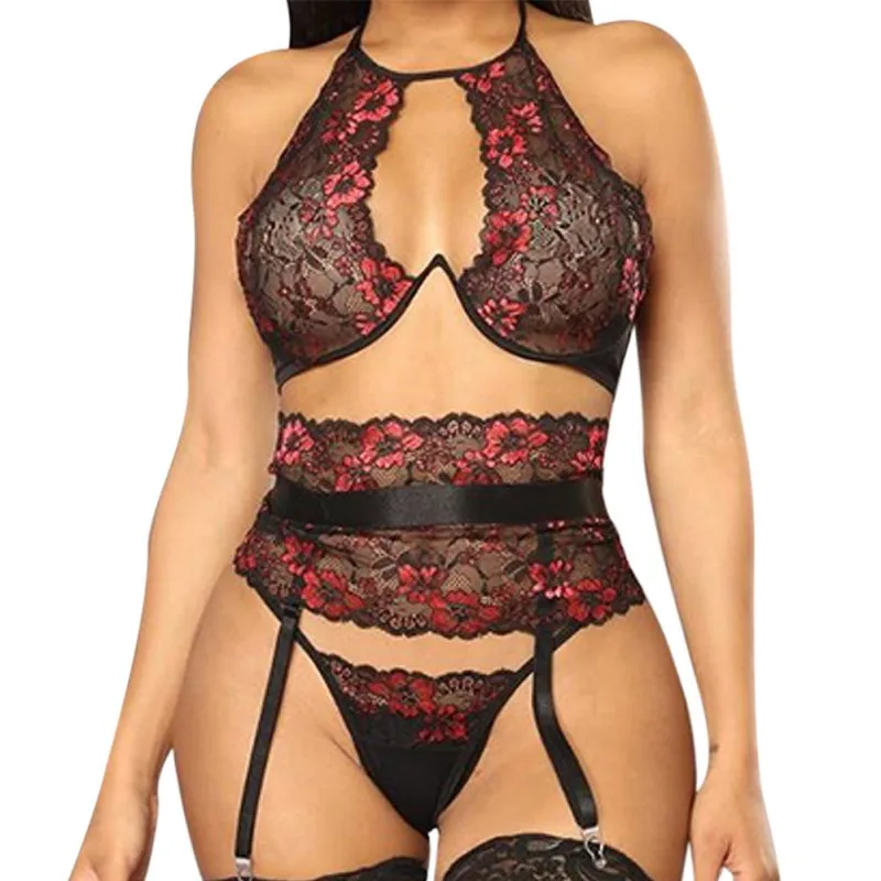 

sexy underwearNew Lace Sexy Pajamas Sexy Embroidered Black Mesh Perspective Temptation Split Sexy Lingerie