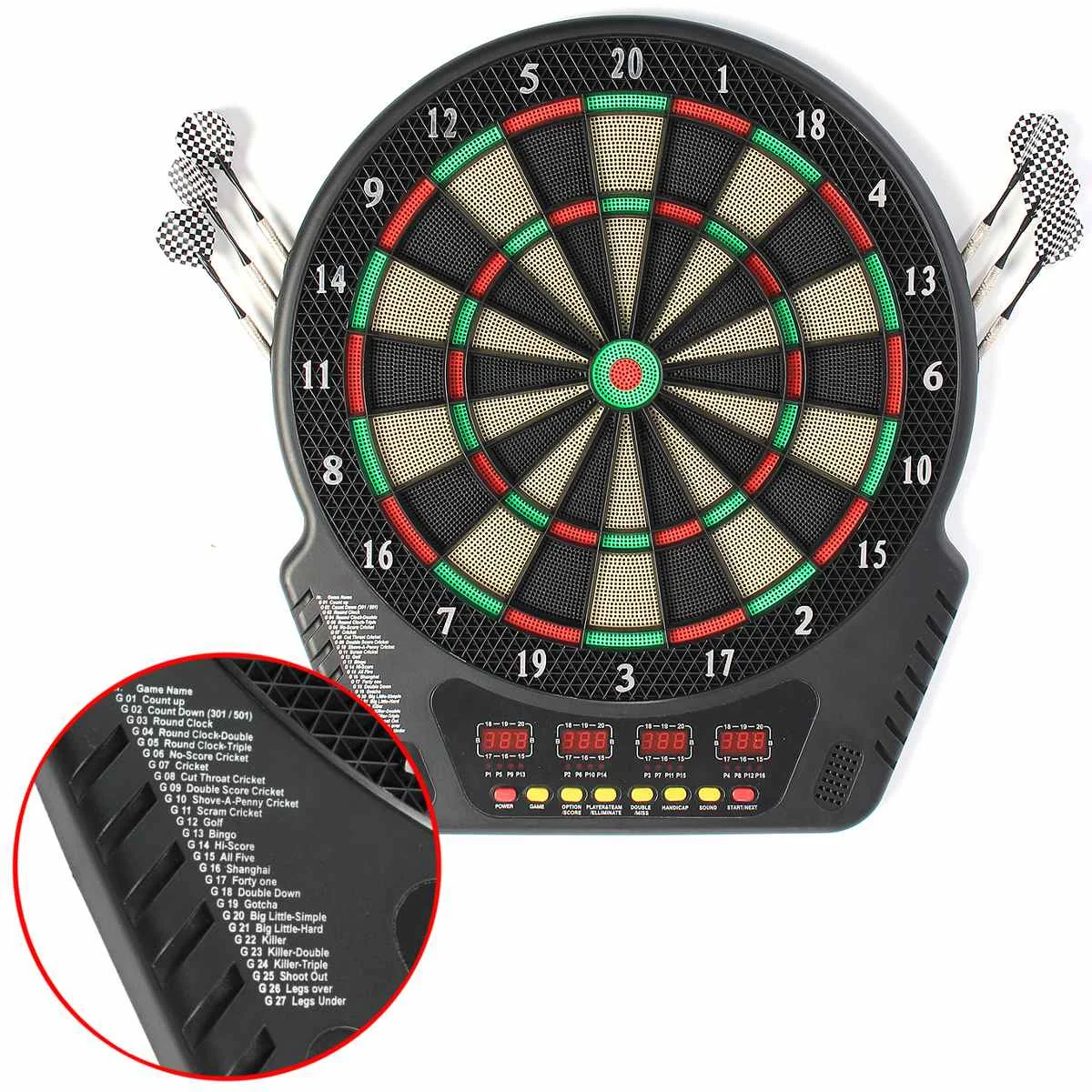 230 в 18 дюймов профессиональная электронная Дротика Bullseye 4 светодиодный дисплей методы игры с электронным адаптером для дротика с пластиковой головкой