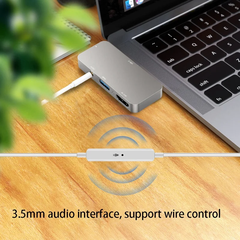 

4 in 1 USB Hub Type-C Docking Station HD 4K HDMI USB+PD Charging Hub