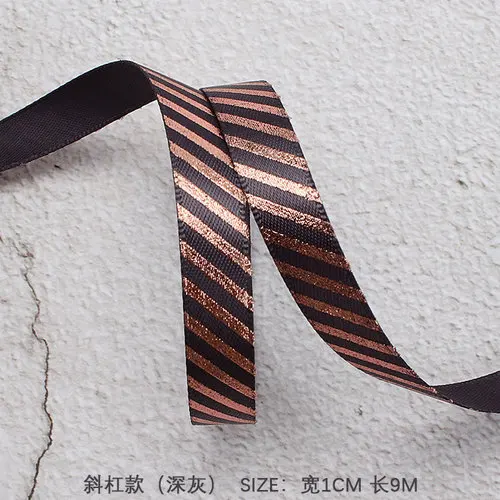1cm Dark gray Белая лента для горячего тиснения из серебряной фольги с принтом в виде корсажной ленты, подарочная упаковка, свадебные аксессуары, ручная работа, галстук, цветочный галстук, материал - Цвет: 1cm Dark gray