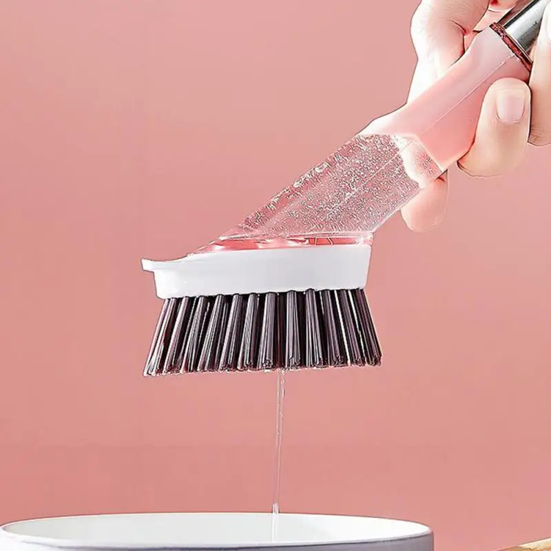 

3 In 1 Kitchen Cleaning Brush Automatic Add Liquid Multi-function Clean Tool Transparent Long Handle Removable Home Accessories