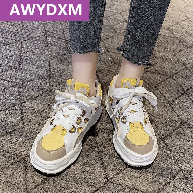 

Женские спортивные туфли на плоской подошве, новинка сезона весна-осень 2021, сетчатые Дышащие Модные туфли, дизайнерские женские кроссовки н...