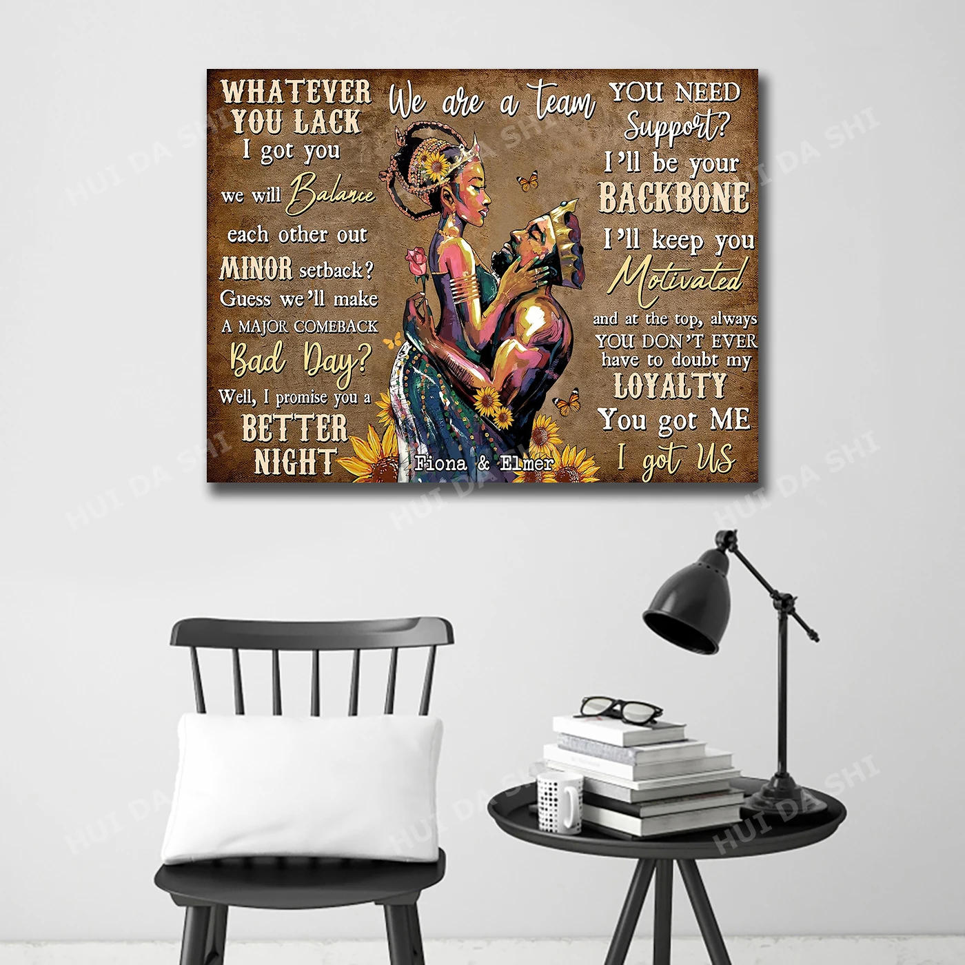 Черная парная Настенная картина мы команда черная холст Королева король