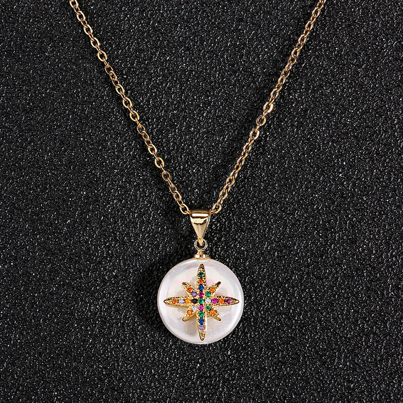 Модное позолоченное ожерелье с подвеской в виде шестиконечной звезды из циркона