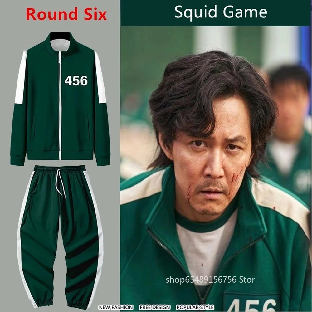 

Korean Teleplay Squid Game Jacket Men Women Li Zhengjae 이정재 Same Sportswear 001 218 456 National Tide Autumn Sweater Round Six