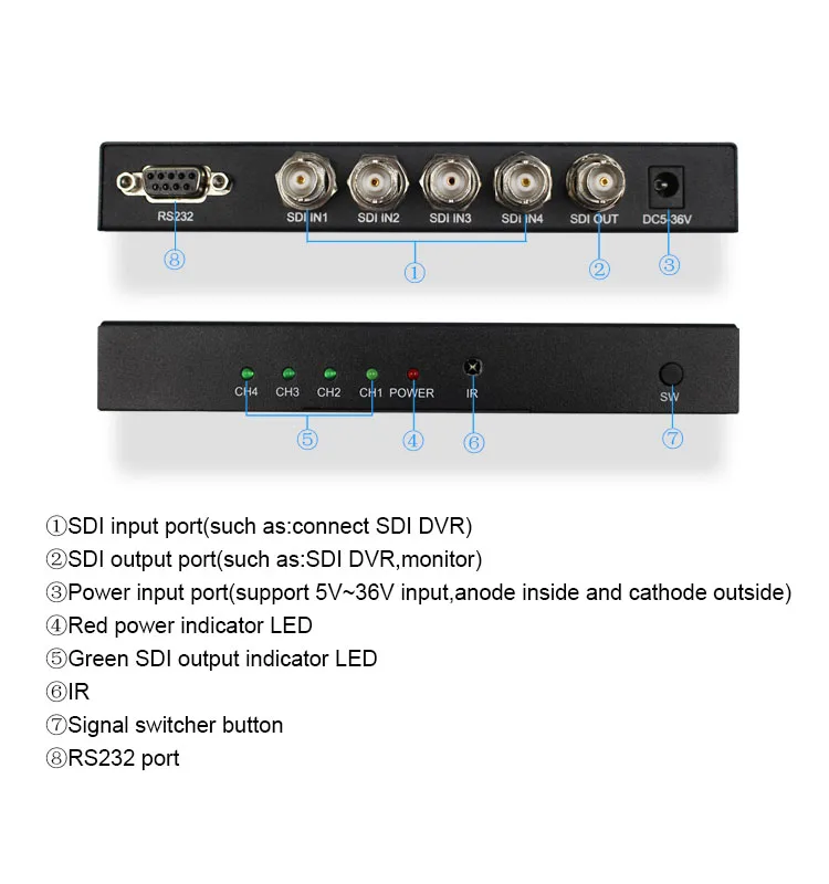 Коммутатор SDI 4x1 3G HD SD 4 канала сигнал на 1 коммутатор er поддержка 1080p расширитель